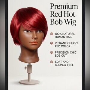 100% Natural Real Human Hair - Red Hot Bob Wig